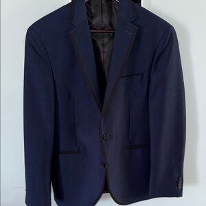 Kenneth Cole New York Dark Blue Blazer with Black Trim